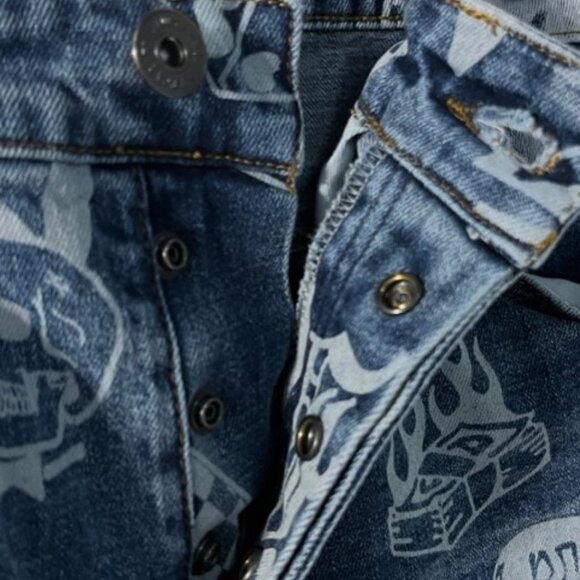 Rare Bluecarats Men's Denim Jeans 5 pocket  Royalty and Honor Size 33  Printed - Picture 6 of 12